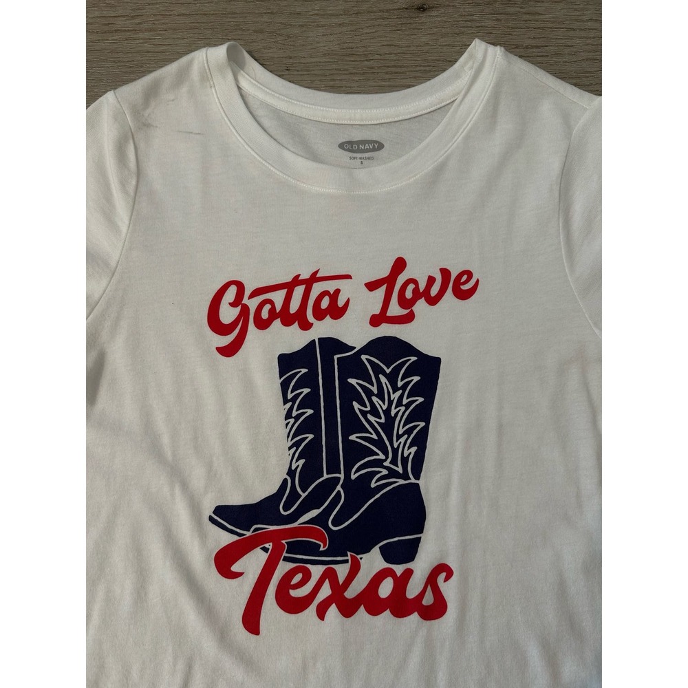Texas red white and blue boots tshirt size small